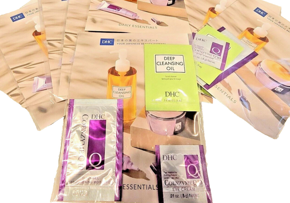 (10-SETS) DHC Cleansing Oil, CoQ10 Eye Cream, Quick Gel Bright Moisture Samples